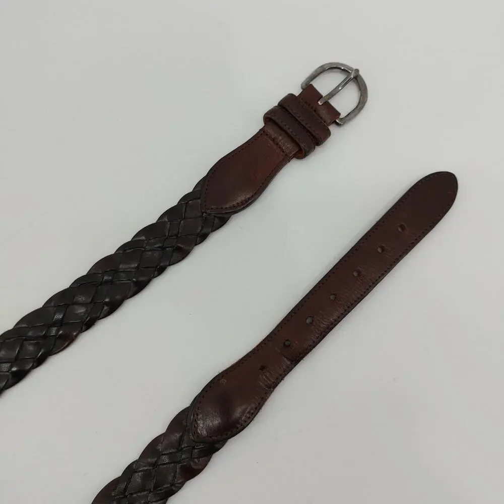 Coach Men's Size 40 Brown Leather Belt Casual Braided Weaved